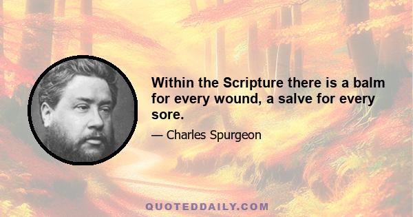 Within the Scripture there is a balm for every wound, a salve for every sore.