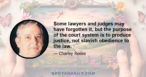 Some lawyers and judges may have forgotten it, but the purpose of the court system is to produce justice, not slavish obedience to the law.