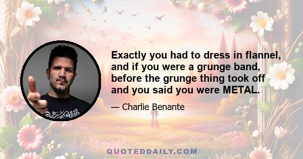 Exactly you had to dress in flannel, and if you were a grunge band, before the grunge thing took off and you said you were METAL.