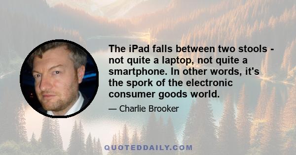 The iPad falls between two stools - not quite a laptop, not quite a smartphone. In other words, it's the spork of the electronic consumer goods world.