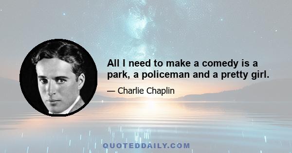 All I need to make a comedy is a park, a policeman and a pretty girl.