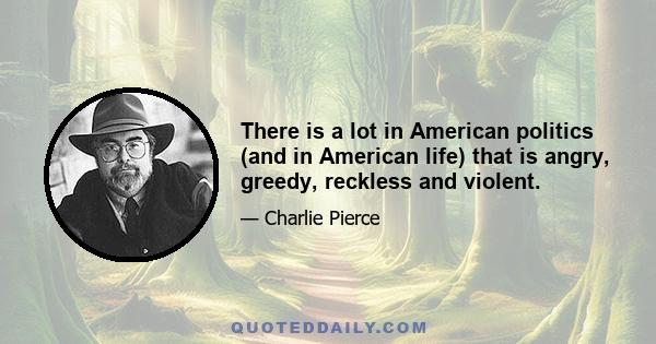 There is a lot in American politics (and in American life) that is angry, greedy, reckless and violent.