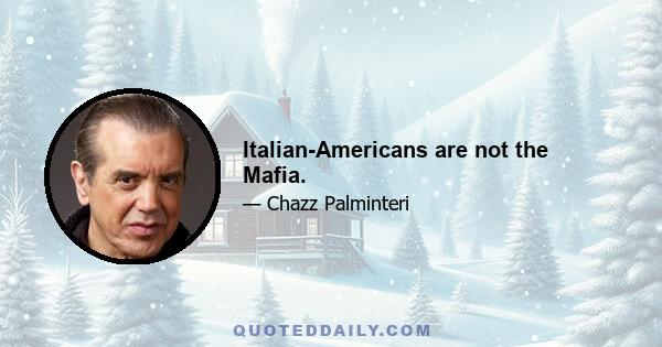 Italian-Americans are not the Mafia.