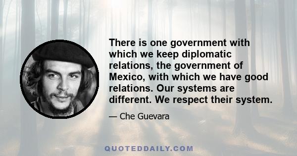 There is one government with which we keep diplomatic relations, the government of Mexico, with which we have good relations. Our systems are different. We respect their system.