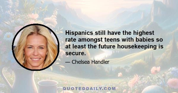 Hispanics still have the highest rate amongst teens with babies so at least the future housekeeping is secure.