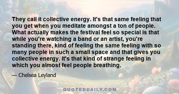 They call it collective energy. It's that same feeling that you get when you meditate amongst a ton of people. What actually makes the festival feel so special is that while you're watching a band or an artist, you're