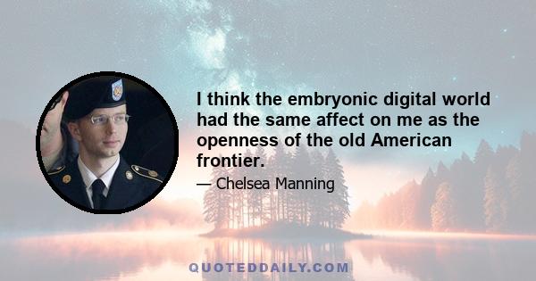 I think the embryonic digital world had the same affect on me as the openness of the old American frontier.