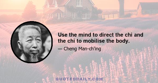 Use the mind to direct the chi and the chi to mobilise the body.