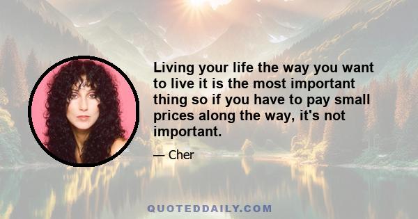 Living your life the way you want to live it is the most important thing so if you have to pay small prices along the way, it's not important.