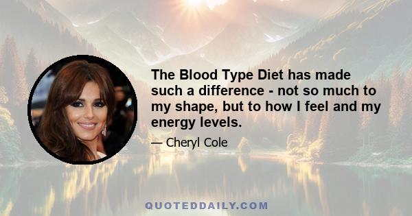 The Blood Type Diet has made such a difference - not so much to my shape, but to how I feel and my energy levels.