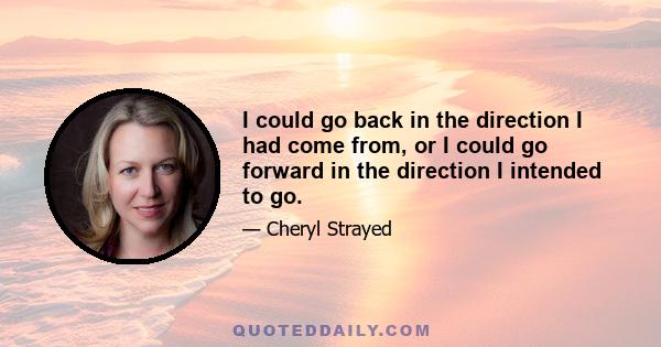 I could go back in the direction I had come from, or I could go forward in the direction I intended to go.