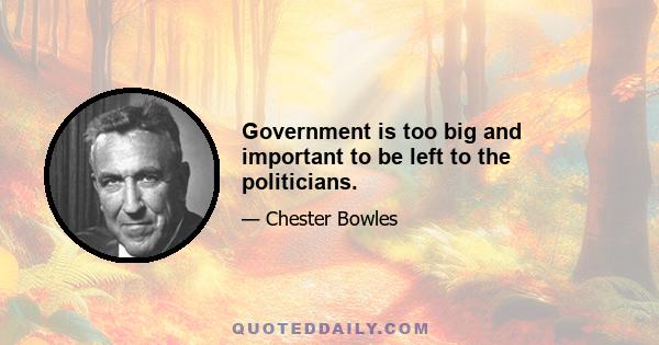 Government is too big and important to be left to the politicians.