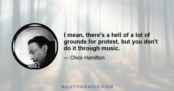 I mean, there's a hell of a lot of grounds for protest, but you don't do it through music.