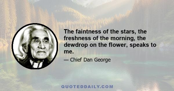 The faintness of the stars, the freshness of the morning, the dewdrop on the flower, speaks to me.