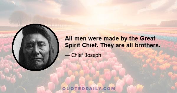 All men were made by the Great Spirit Chief. They are all brothers.