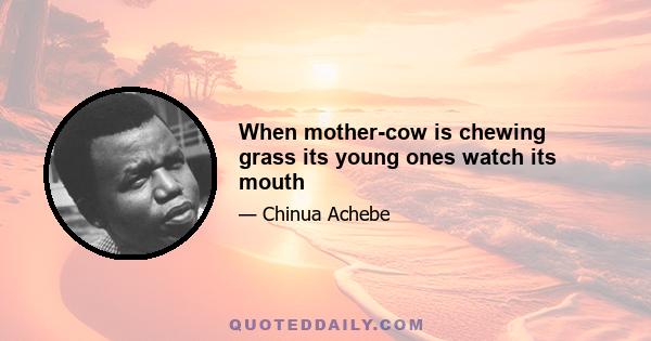 When mother-cow is chewing grass its young ones watch its mouth