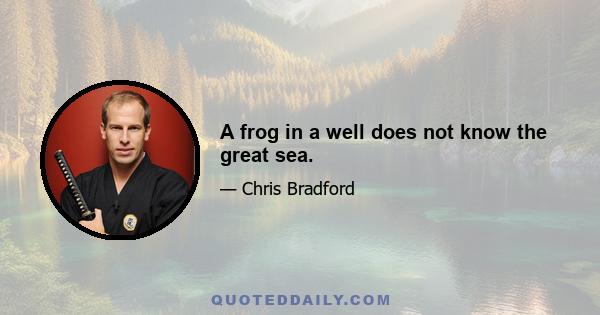 A frog in a well does not know the great sea.