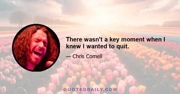 There wasn't a key moment when I knew I wanted to quit.