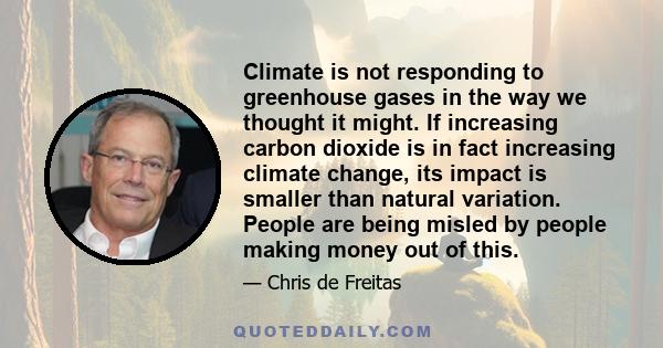 Climate is not responding to greenhouse gases in the way we thought it might. If increasing carbon dioxide is in fact increasing climate change, its impact is smaller than natural variation. People are being misled by