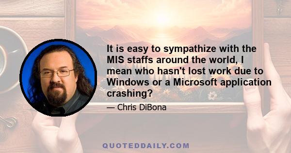 It is easy to sympathize with the MIS staffs around the world, I mean who hasn't lost work due to Windows or a Microsoft application crashing?