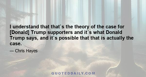 I understand that that`s the theory of the case for [Donald] Trump supporters and it`s what Donald Trump says, and it`s possible that that is actually the case.