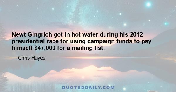 Newt Gingrich got in hot water during his 2012 presidential race for using campaign funds to pay himself $47,000 for a mailing list.