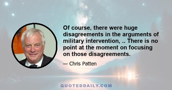 Of course, there were huge disagreements in the arguments of military intervention, .. There is no point at the moment on focusing on those disagreements.