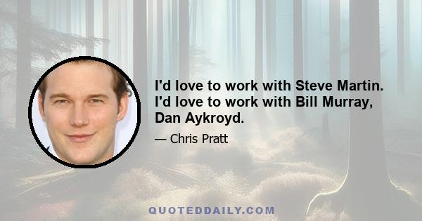 I'd love to work with Steve Martin. I'd love to work with Bill Murray, Dan Aykroyd.