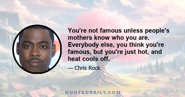 You're not famous unless people's mothers know who you are. Everybody else, you think you're famous, but you're just hot, and heat cools off.