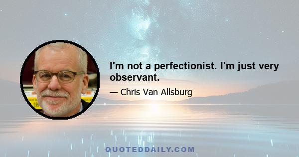 I'm not a perfectionist. I'm just very observant.