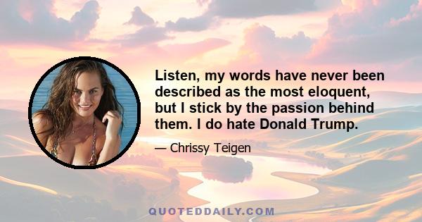 Listen, my words have never been described as the most eloquent, but I stick by the passion behind them. I do hate Donald Trump.