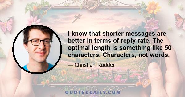 I know that shorter messages are better in terms of reply rate. The optimal length is something like 50 characters. Characters, not words.