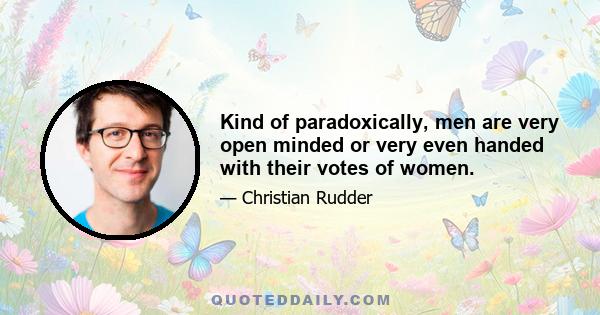 Kind of paradoxically, men are very open minded or very even handed with their votes of women.