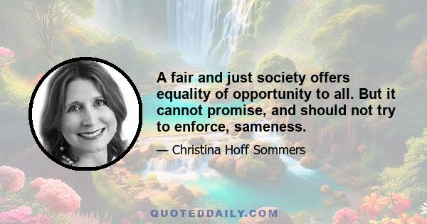 A fair and just society offers equality of opportunity to all. But it cannot promise, and should not try to enforce, sameness.