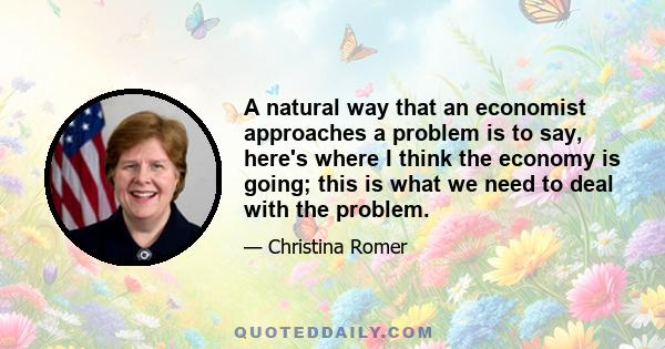 A natural way that an economist approaches a problem is to say, here's where I think the economy is going; this is what we need to deal with the problem.