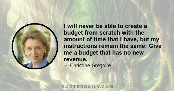 I will never be able to create a budget from scratch with the amount of time that I have, but my instructions remain the same: Give me a budget that has no new revenue.