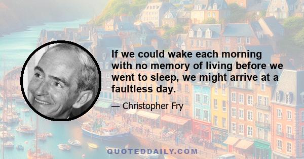 If we could wake each morning with no memory of living before we went to sleep, we might arrive at a faultless day.