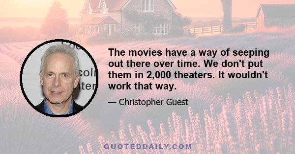 The movies have a way of seeping out there over time. We don't put them in 2,000 theaters. It wouldn't work that way.