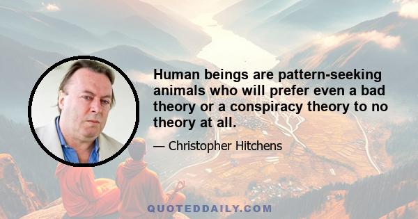 Human beings are pattern-seeking animals who will prefer even a bad theory or a conspiracy theory to no theory at all.