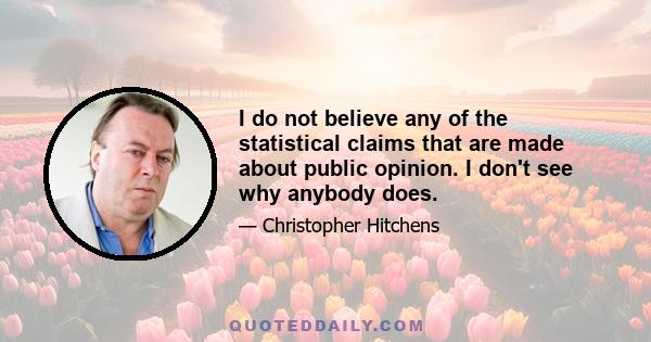 I do not believe any of the statistical claims that are made about public opinion. I don't see why anybody does.