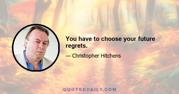 You have to choose your future regrets.