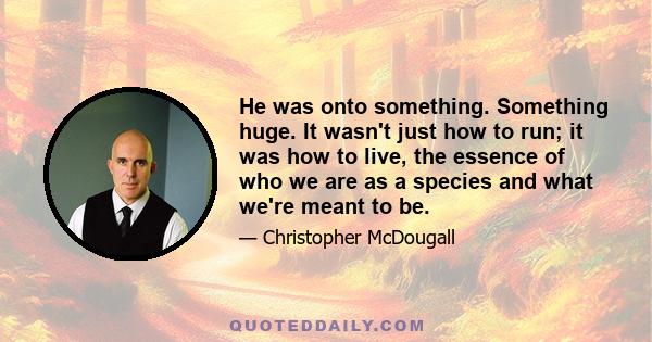 He was onto something. Something huge. It wasn't just how to run; it was how to live, the essence of who we are as a species and what we're meant to be.