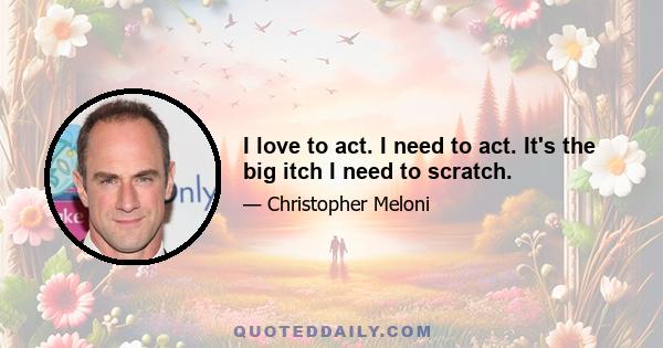 I love to act. I need to act. It's the big itch I need to scratch.