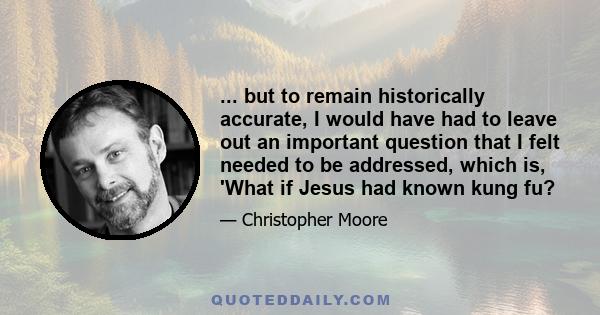 ... but to remain historically accurate, I would have had to leave out an important question that I felt needed to be addressed, which is, 'What if Jesus had known kung fu?