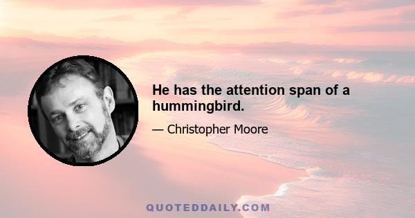 He has the attention span of a hummingbird.