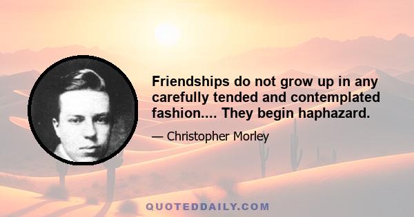 Friendships do not grow up in any carefully tended and contemplated fashion.... They begin haphazard.