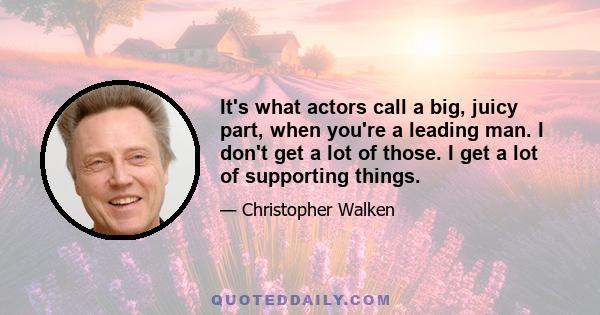 It's what actors call a big, juicy part, when you're a leading man. I don't get a lot of those. I get a lot of supporting things.