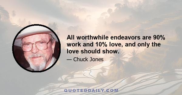 All worthwhile endeavors are 90% work and 10% love, and only the love should show.