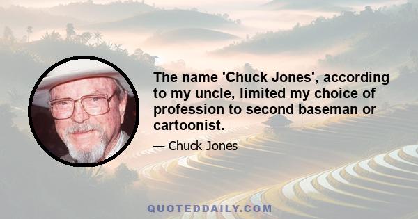 The name 'Chuck Jones', according to my uncle, limited my choice of profession to second baseman or cartoonist.