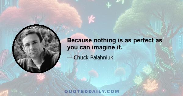 Because nothing is as perfect as you can imagine it.